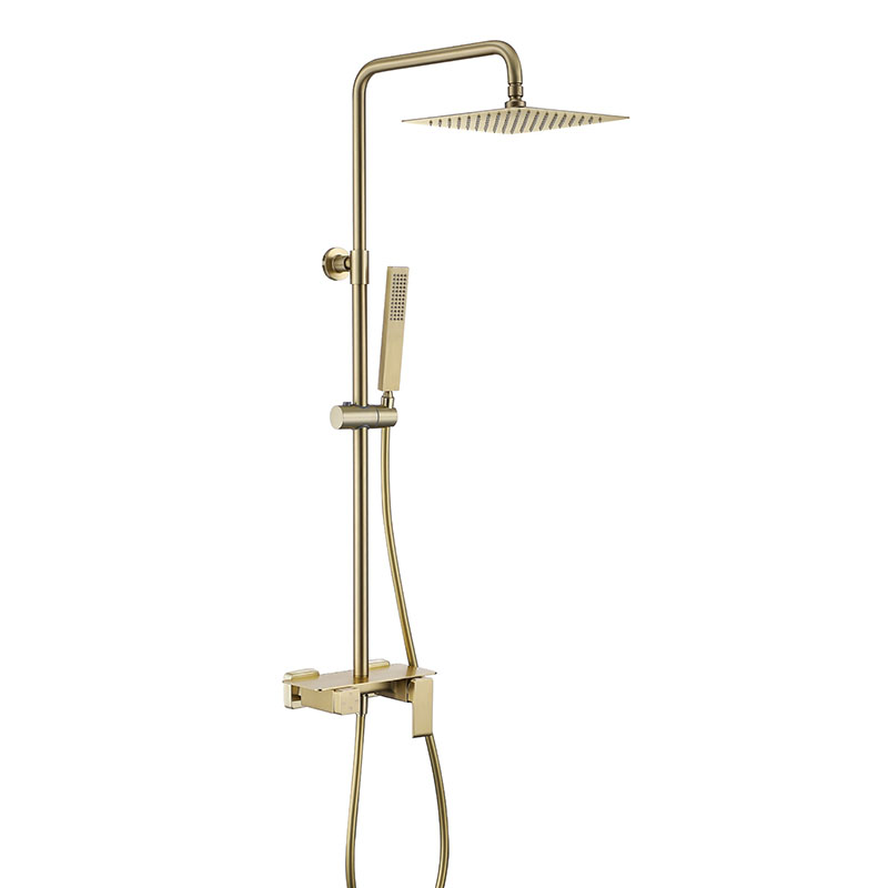 Square Shower နှင့်အတူ Golden Brass Big Shower စနစ်